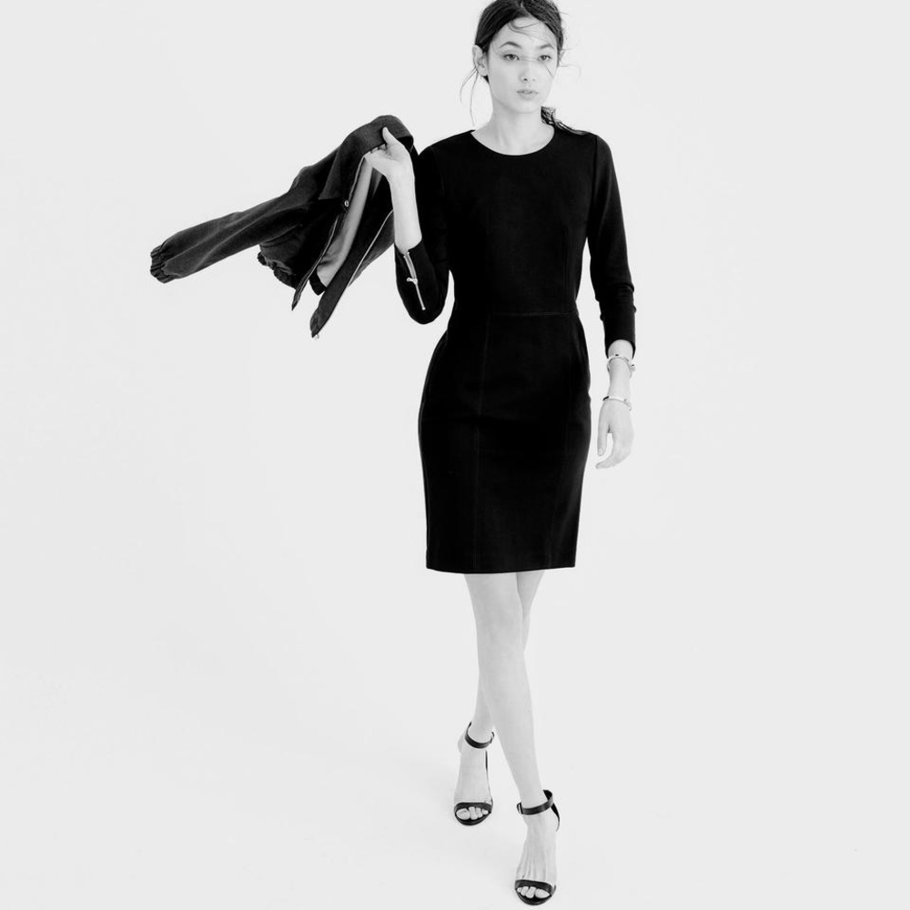 J. Crew Black Knit Suiting Dress Exposed Zippers